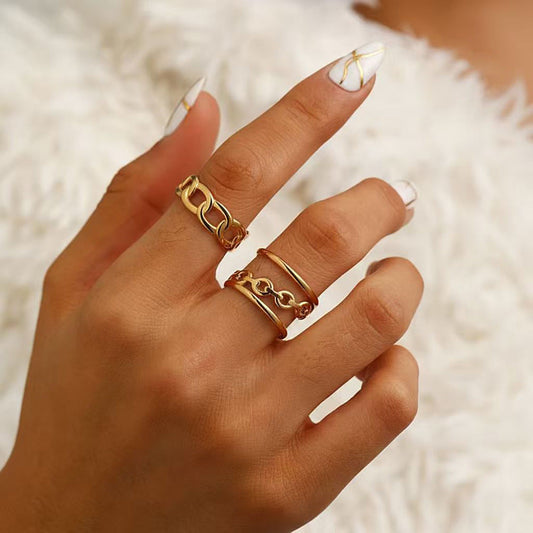 Exaggerated Personality Ring Set Stainless Steel Plated