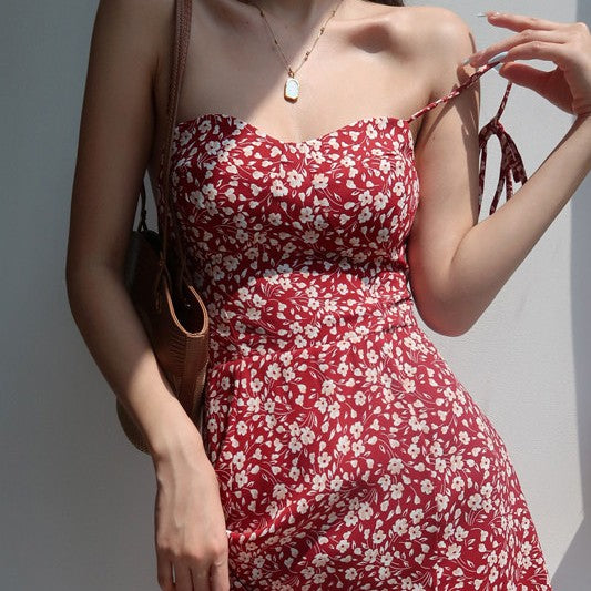 Slimming Cinched-waist Tie-front Vacation Dress